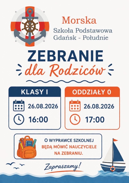Zebrania dla rodziców przyszłych uczniów naszej szkoły - przed rozpoczęciem nowego roku sz